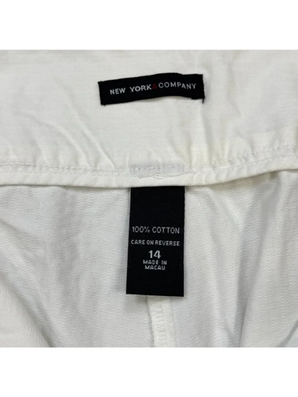 New York Company Capri Pants Womens Size 14 Off-White Slit Cuff High Rise Cotton